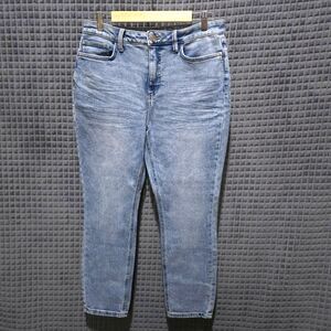 Acid Wash Stretch Ankle Jeans Sz12 33x27 High Rise Skinny Grunge Mom Boho Chic